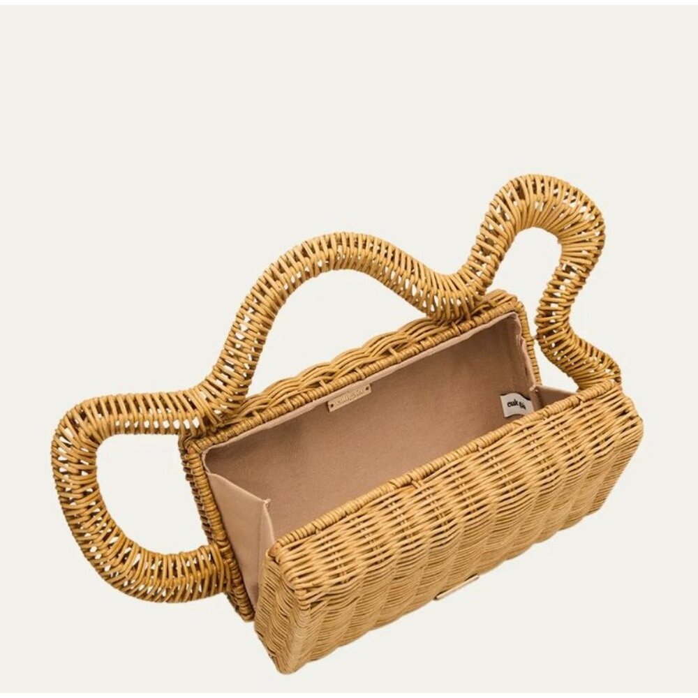 Cult Gaia Elsa Wavy Rattan Clutch Bag - Wearable Abstract Art Wicker Rattan - Picture 9 of 11